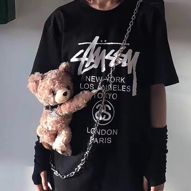 New Cute Teddy Chain Crossbody Bag - Kirakira World - grungestyle - kawaii fashion -kawaii store-kawaii aesthetic - kawaiistyle