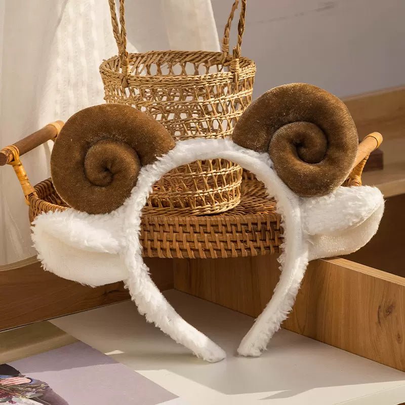 Kawaii Sheep Horn Soft Fleece Headband - Kirakira World - grungestyle - kawaii fashion -kawaii store-kawaii aesthetic - kawaiistyle