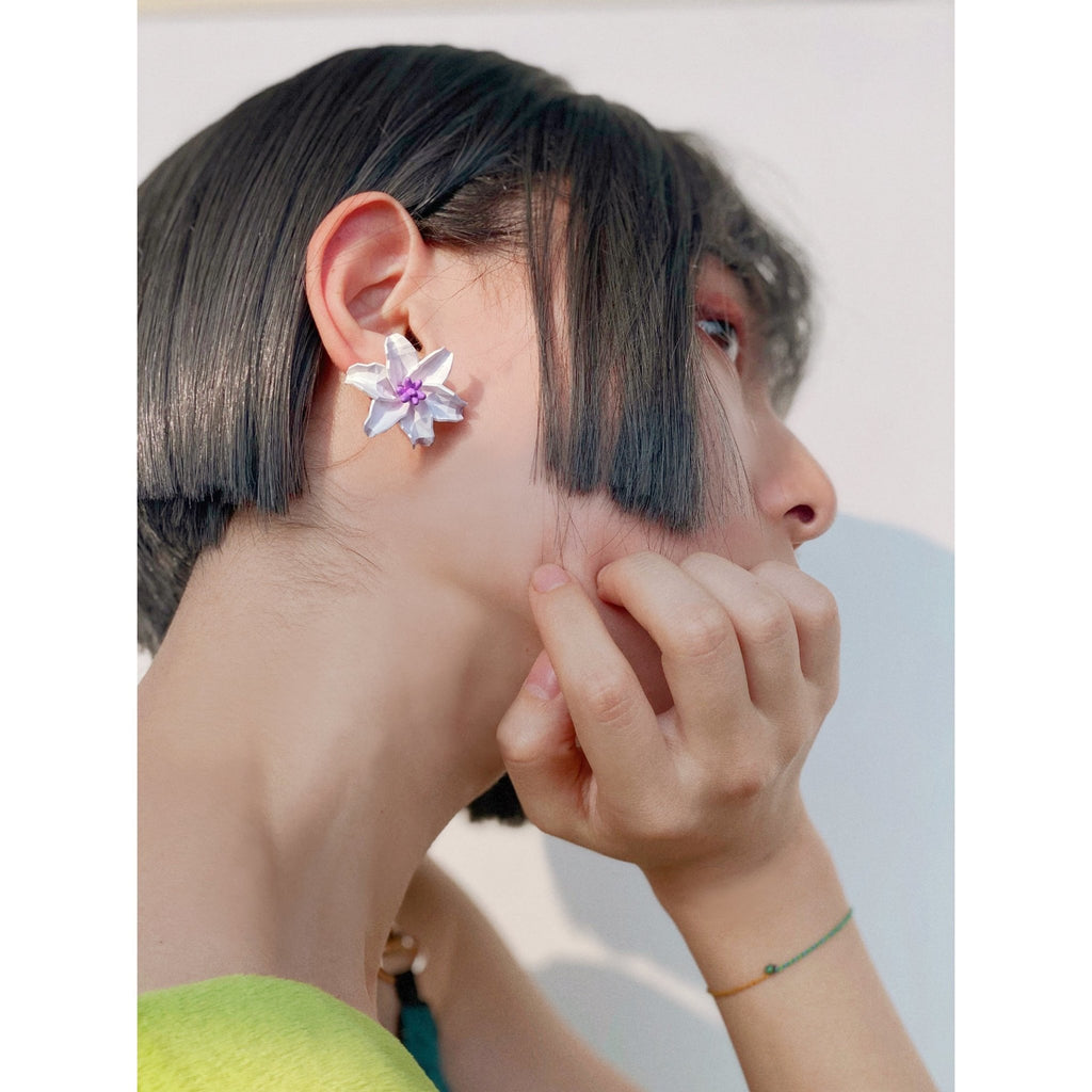 Lavender Edge Floral Earring - Kirakira World