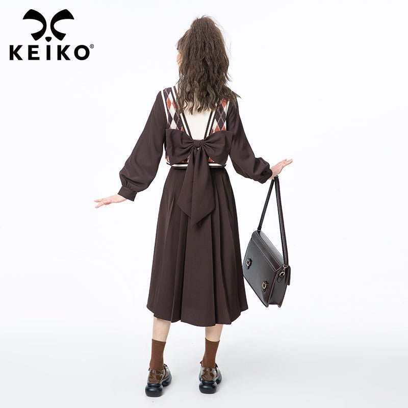 Caramel Ruffle Pleated Long Skirt - Kirakira World