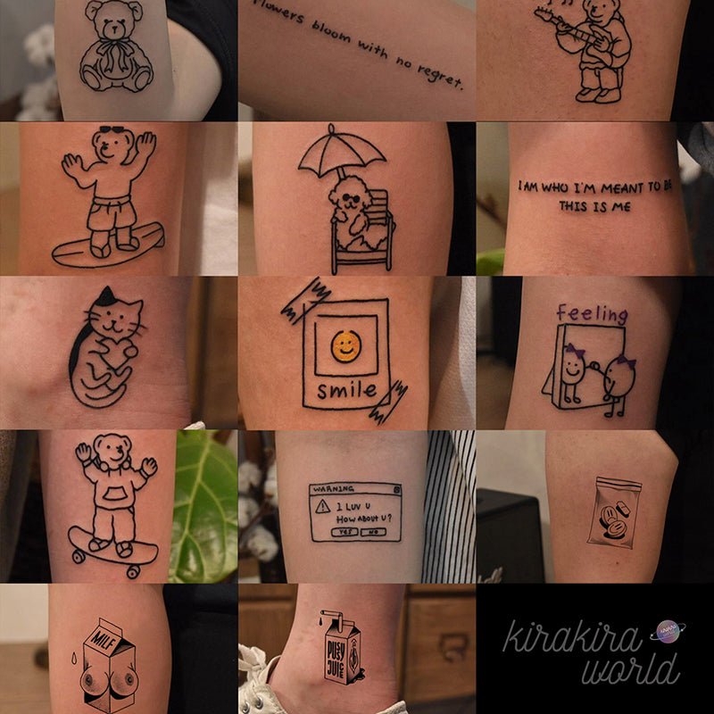 50pcs/ Cute Bear & Friends Small Temporary Tattoo - Kirakira World - grungestyle - kawaii fashion -kawaii store-kawaii aesthetic - kawaiistyle