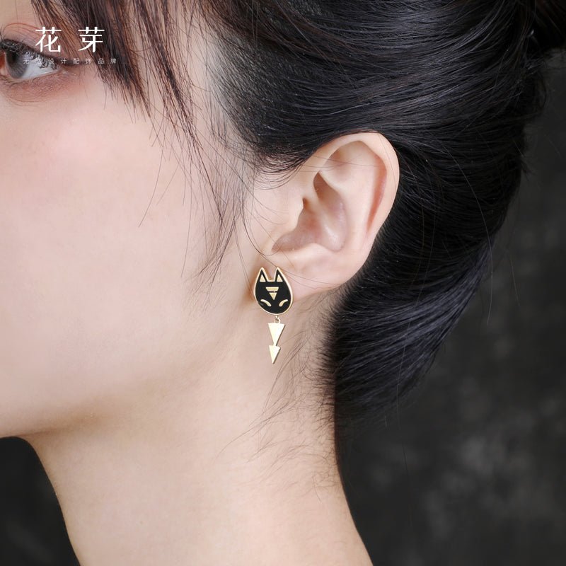 Golden Noir Cat Earrings - Kirakira World