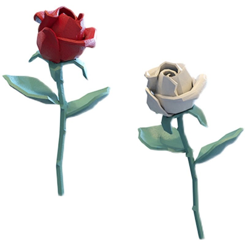 Dual Rose Earrings in White and Red - Kirakira World
