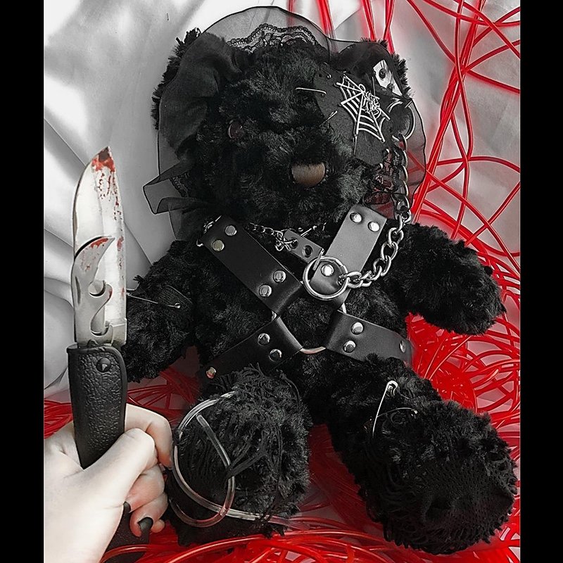 📢 "Late shipping 18days plus - [ORIGINAL HANDMADE PLUSH BAG] Hell's Teddy Bear Guardian - Kirakira World - grungestyle - kawaii fashion -kawaii store-kawaii aesthetic - kawaiistyle