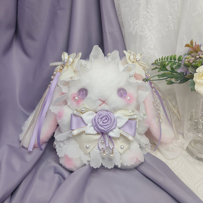 [ORIGINAL HANDMADE PLUSH BAG] Princess Rabbit in Purple Rose Garden - Kirakira World - grungestyle - kawaii fashion -kawaii store-kawaii aesthetic - kawaiistyle
