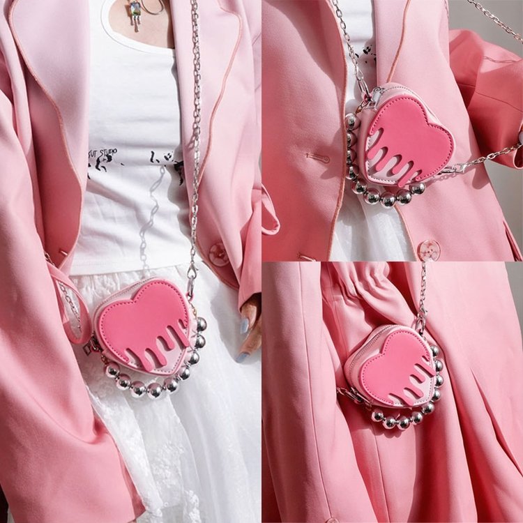 Original Design -Melted Pink Heart Mini Crossbody Clutch bag - Kirakira World
