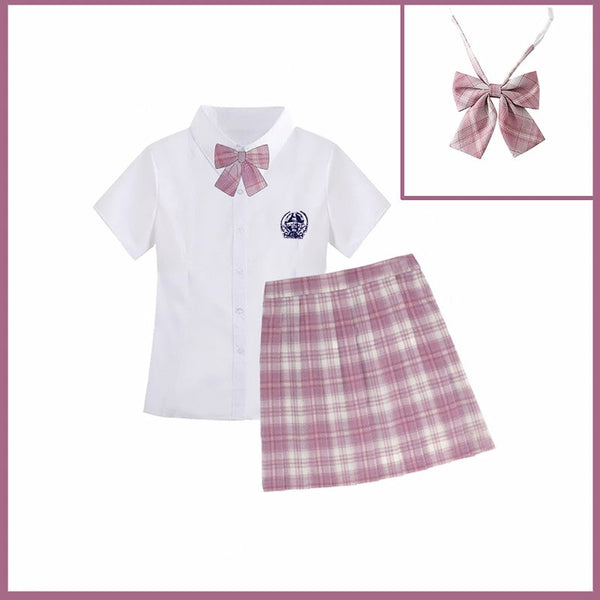 Pink Plaid JK School Uniform Short sleeve Set