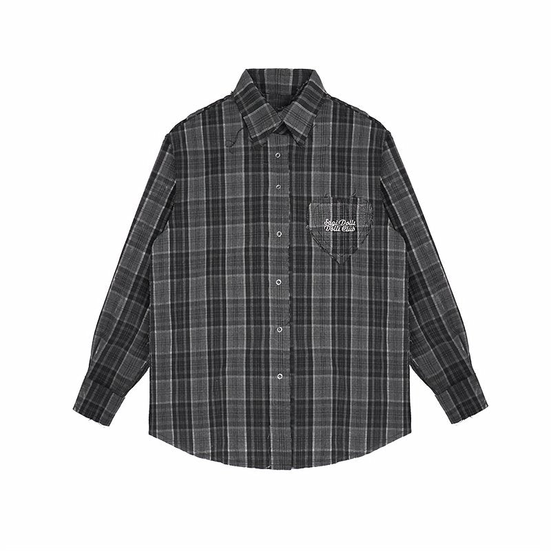 Plaid Loose Long Sleeve Shirt - Kirakira World