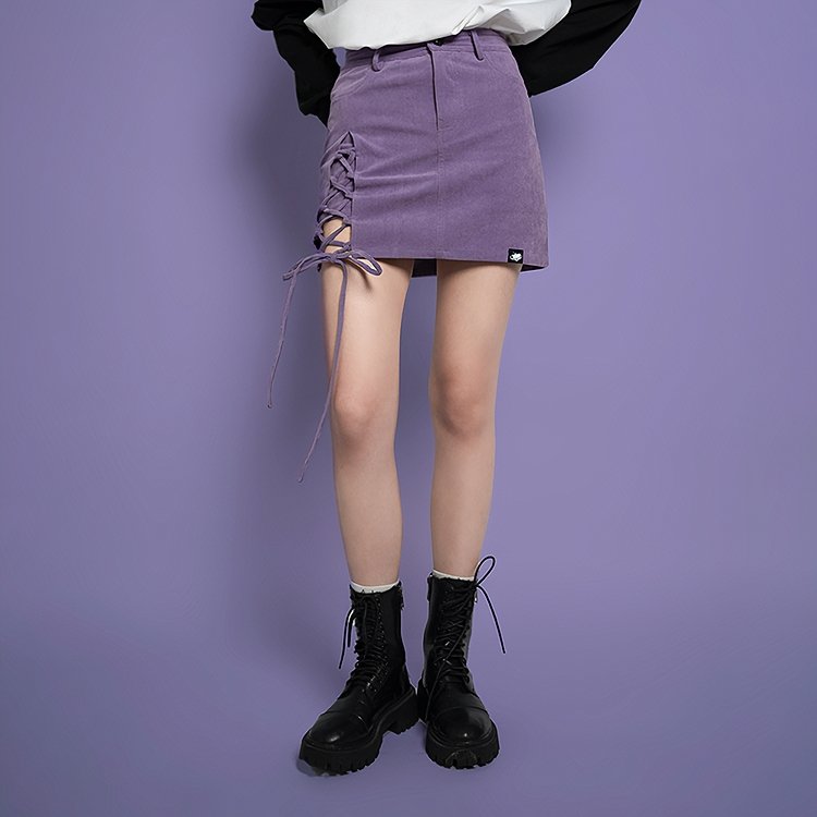 Purple Corduroy Mini Skirt - Kirakira World