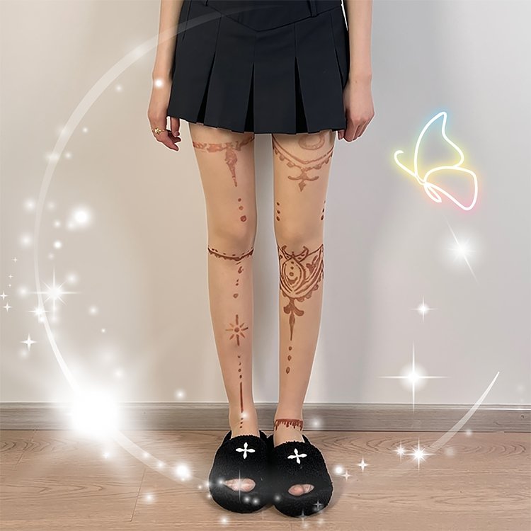 Retro Henna Tattooed Stockings - Kirakira World