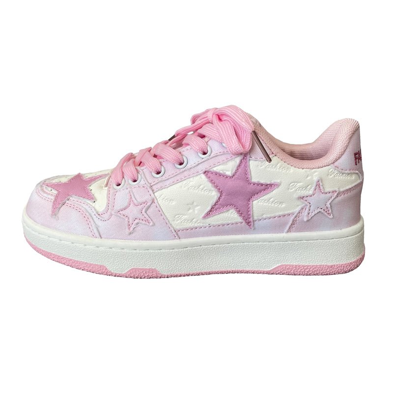 Retro Shooting Star Patch Pink Sneakers - Kirakira World
