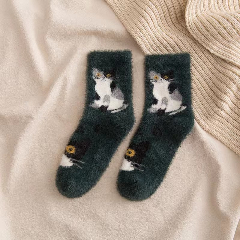 Lovely Cat Super Soft Fuzzy Socks - Kirakira World - grungestyle - kawaii fashion -kawaii store-kawaii aesthetic - kawaiistyle