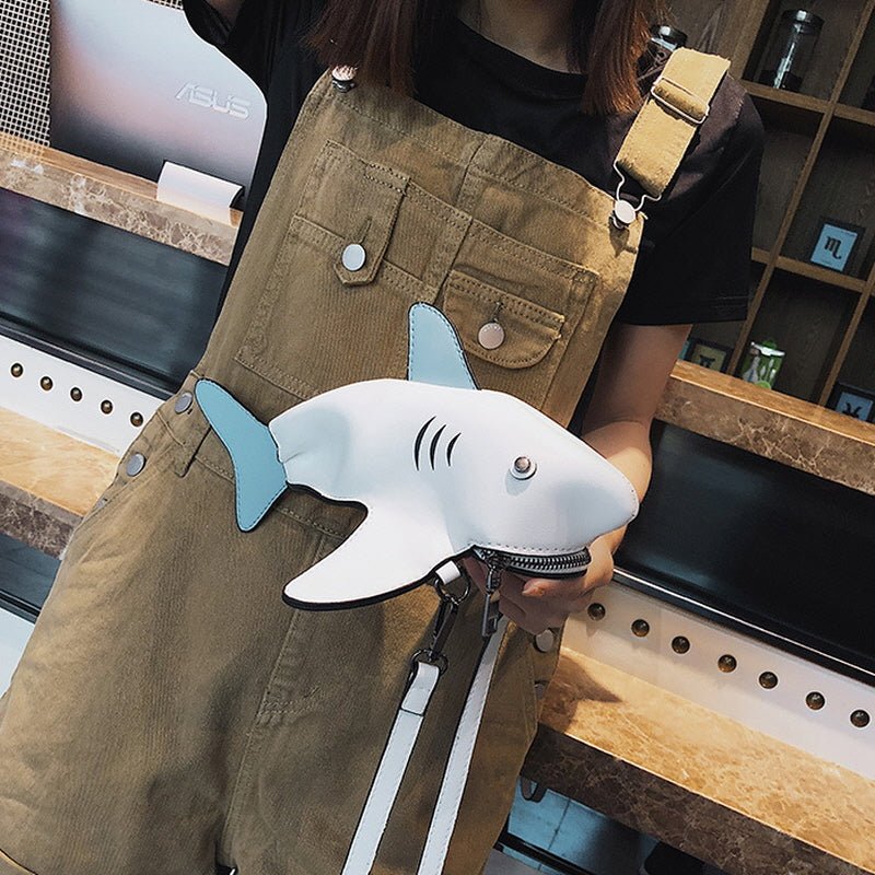 Grumpy Shark Crossbody Bag - Kirakira World - grungestyle - kawaii fashion -kawaii store-kawaii aesthetic - kawaiistyle
