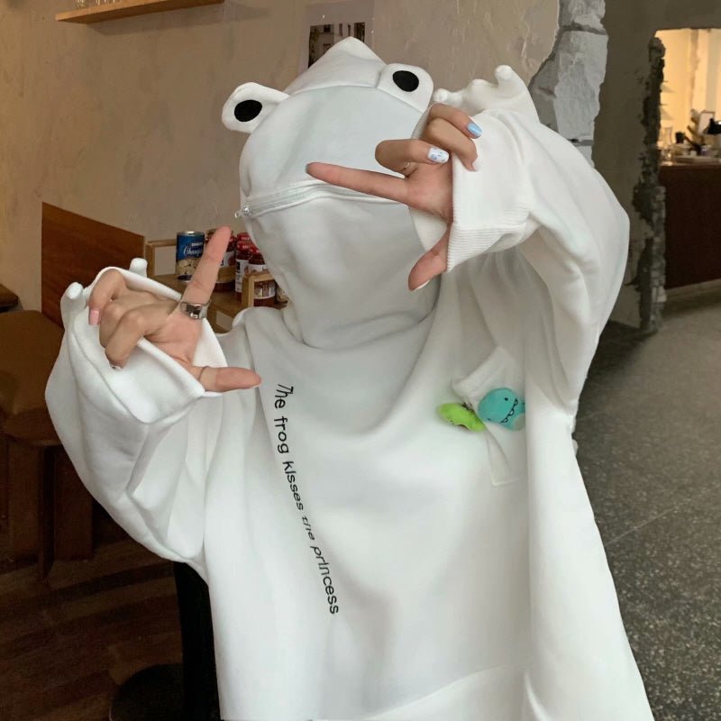 Unisex Frog Zipper Hoodie Fleece Lined - Kirakira World - grungestyle - kawaii fashion -kawaii store-kawaii aesthetic - kawaiistyle