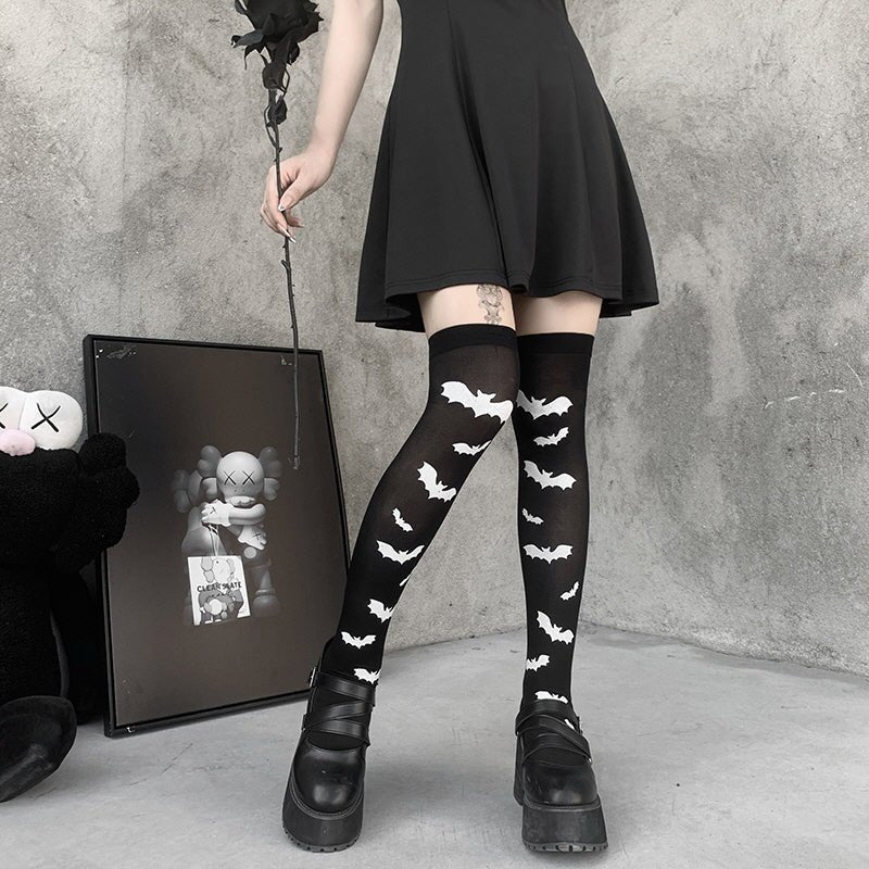 Gothic Spooky Creepy Spandex Stockings - Kirakira World - grungestyle - kawaii fashion -kawaii store-kawaii aesthetic - kawaiistyle