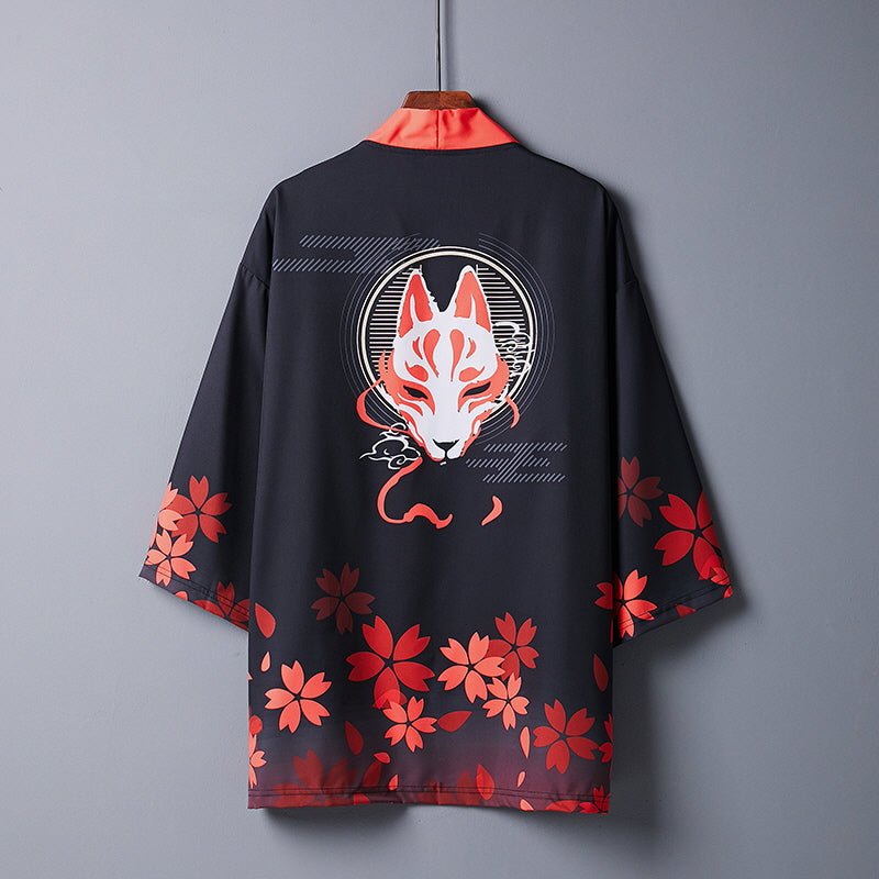 Sakura Fox Printed Kimono Coat - Kirakira World - grungestyle - kawaii fashion -kawaii store-kawaii aesthetic - kawaiistyle