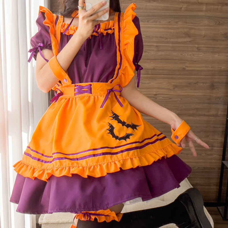 Halloween Pumpkin Cosplay Maid Dress - Kirakira World - grungestyle - kawaii fashion -kawaii store-kawaii aesthetic - kawaiistyle