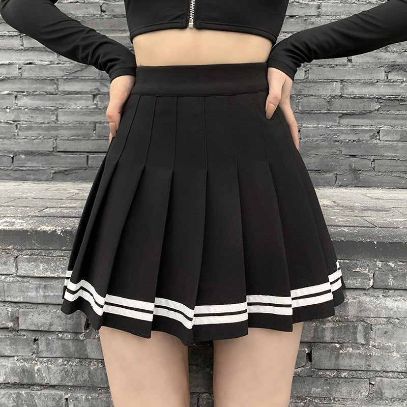 Striped Sweet Lolita Pleated Skirt - Kirakira World - grungestyle - kawaii fashion -kawaii store-kawaii aesthetic - kawaiistyle