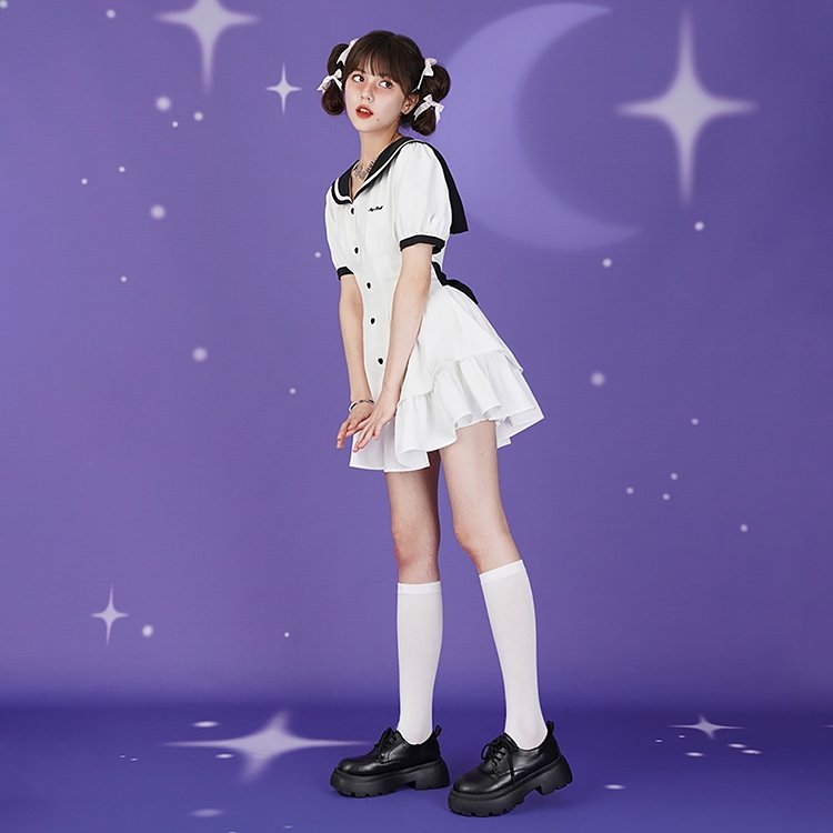 Sailor Collar Mini Dress - Kirakira World