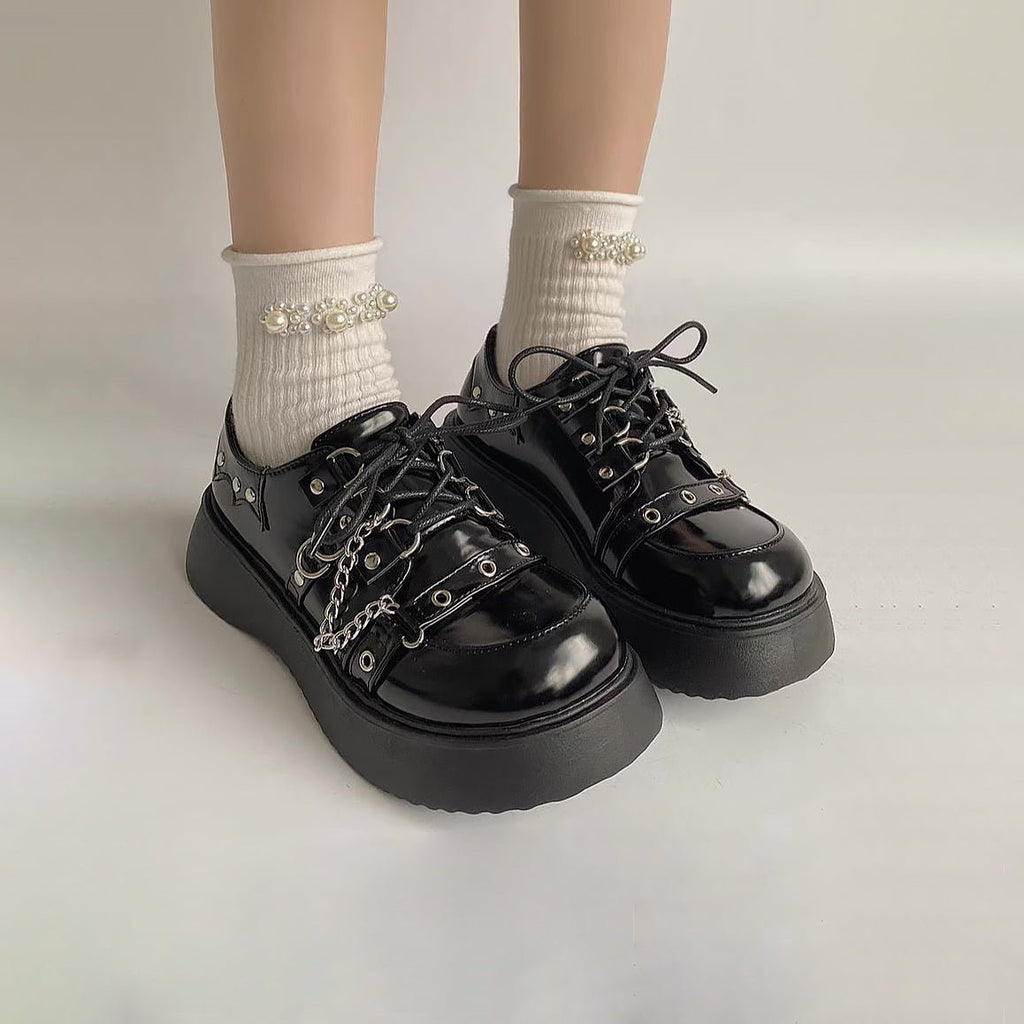 Dark Demon Chain Platform Shoes - Kirakira World