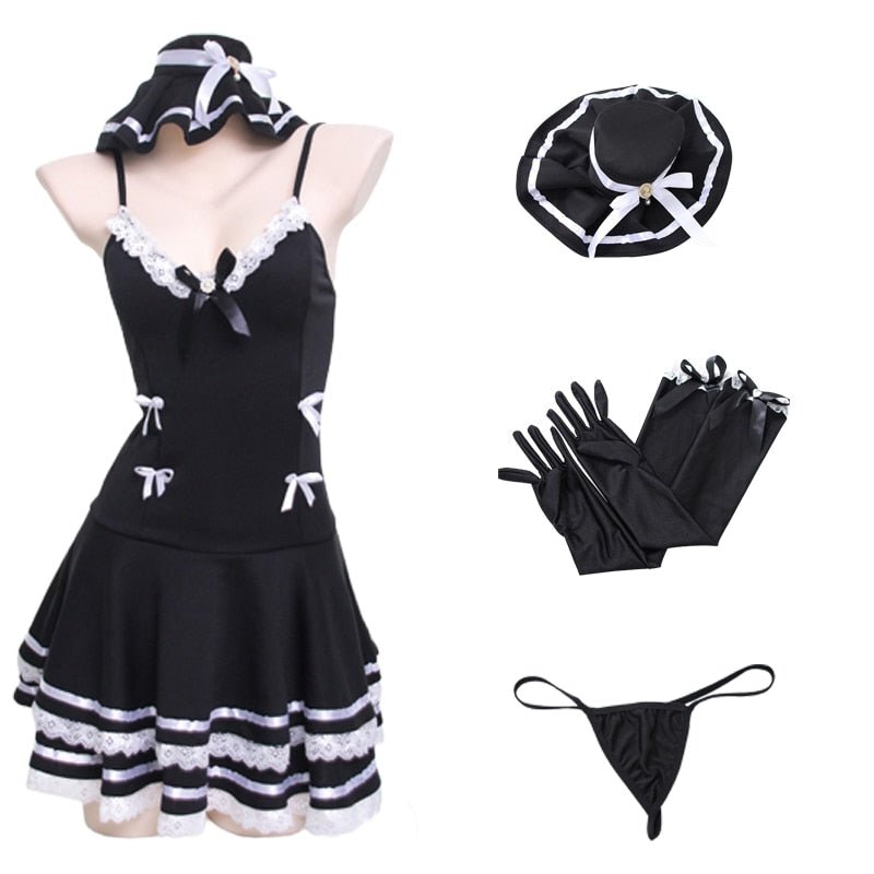 Sexy Lady Cosplay Cute Black Dress Set - Kirakira World - grungestyle - kawaii fashion -kawaii store-kawaii aesthetic - kawaiistyle