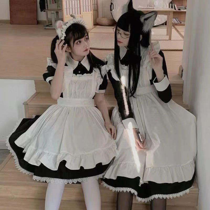 Unisex Cosplay Classic Maid Long Dress - Kirakira World - grungestyle - kawaii fashion -kawaii store-kawaii aesthetic - kawaiistyle
