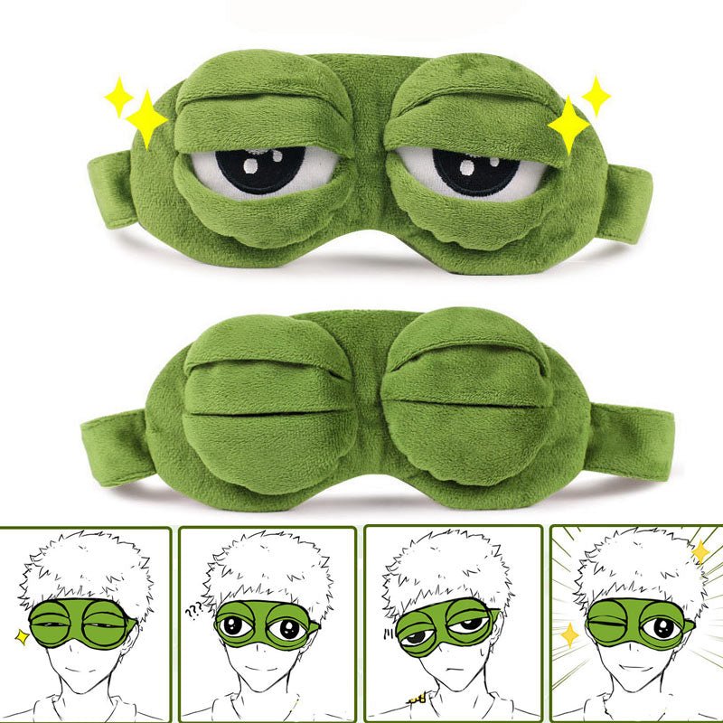 Funny Frog Plush Eye Sleep Mask - Kirakira World - grungestyle - kawaii fashion -kawaii store-kawaii aesthetic - kawaiistyle