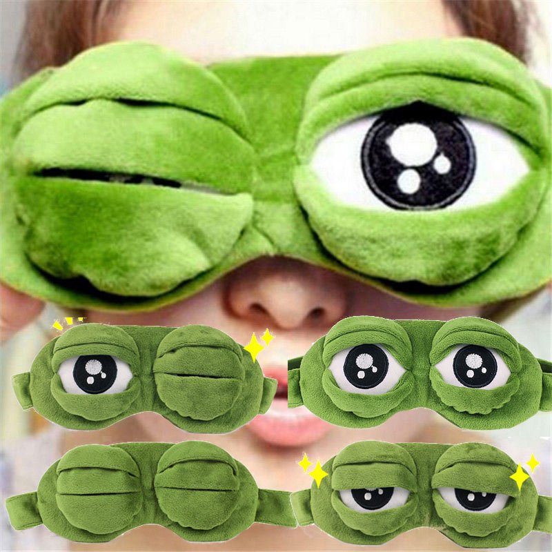 Funny Frog Plush Eye Sleep Mask - Kirakira World - grungestyle - kawaii fashion -kawaii store-kawaii aesthetic - kawaiistyle