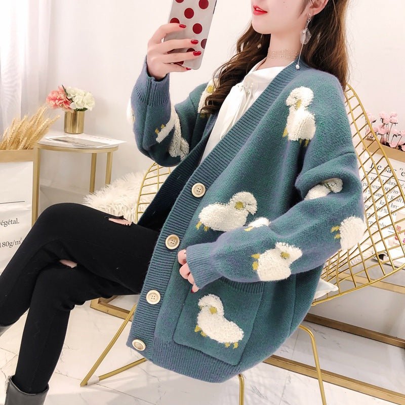 Soft Sheep Embroidery Cardigan Sweater - Kirakira World - grungestyle - kawaii fashion -kawaii store-kawaii aesthetic - kawaiistyle