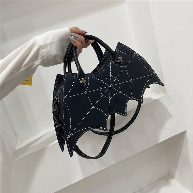 Spider Web Print Bat Crossbody Bag - Kirakira World - grungestyle - kawaii fashion -kawaii store-kawaii aesthetic - kawaiistyle