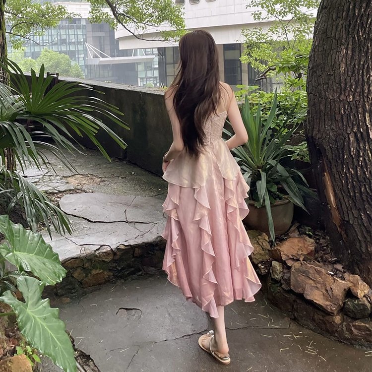 Summer Fairy Pink Frill Strap Dress - Kirakira World