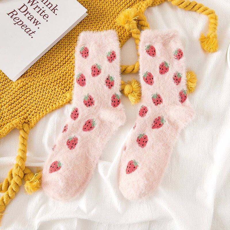 3 Pairs Sweet Fruit Fuzzy Velvet Socks – Kirakira World