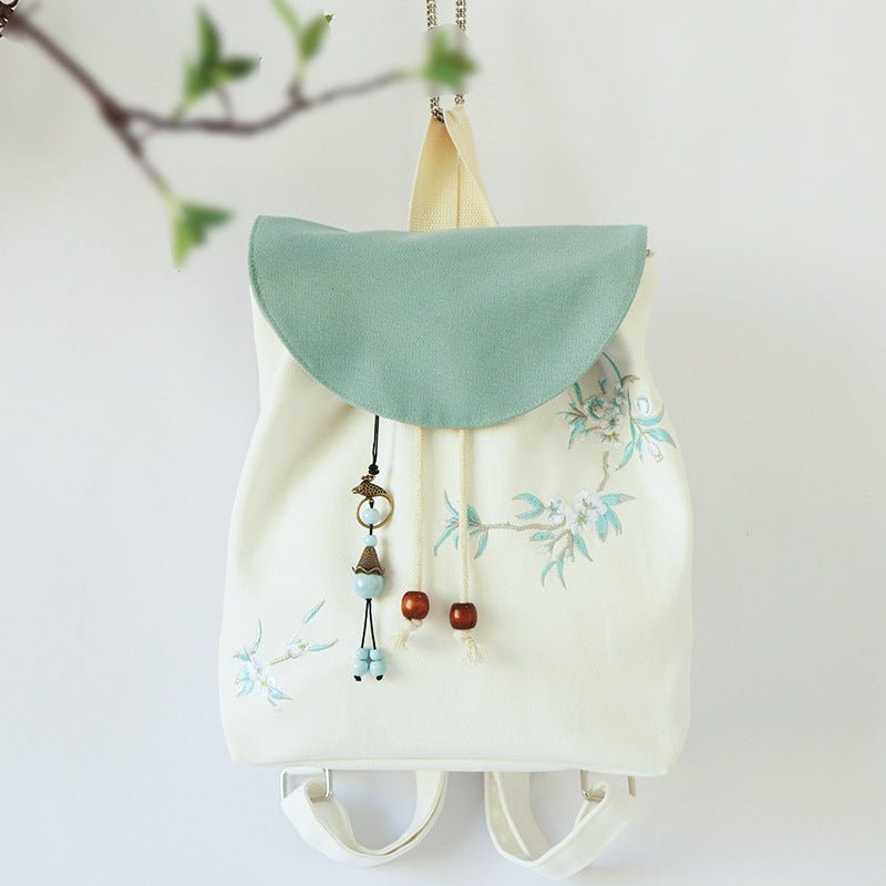 Vintage Oriental Flower Embroidery Backpack - Kirakira World - grungestyle - kawaii fashion -kawaii store-kawaii aesthetic - kawaiistyle