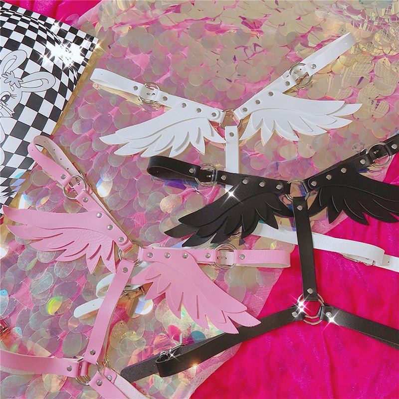 Fashion Angle Wings Leather Set Waistband - Kirakira World - grungestyle - kawaii fashion -kawaii store-kawaii aesthetic - kawaiistyle