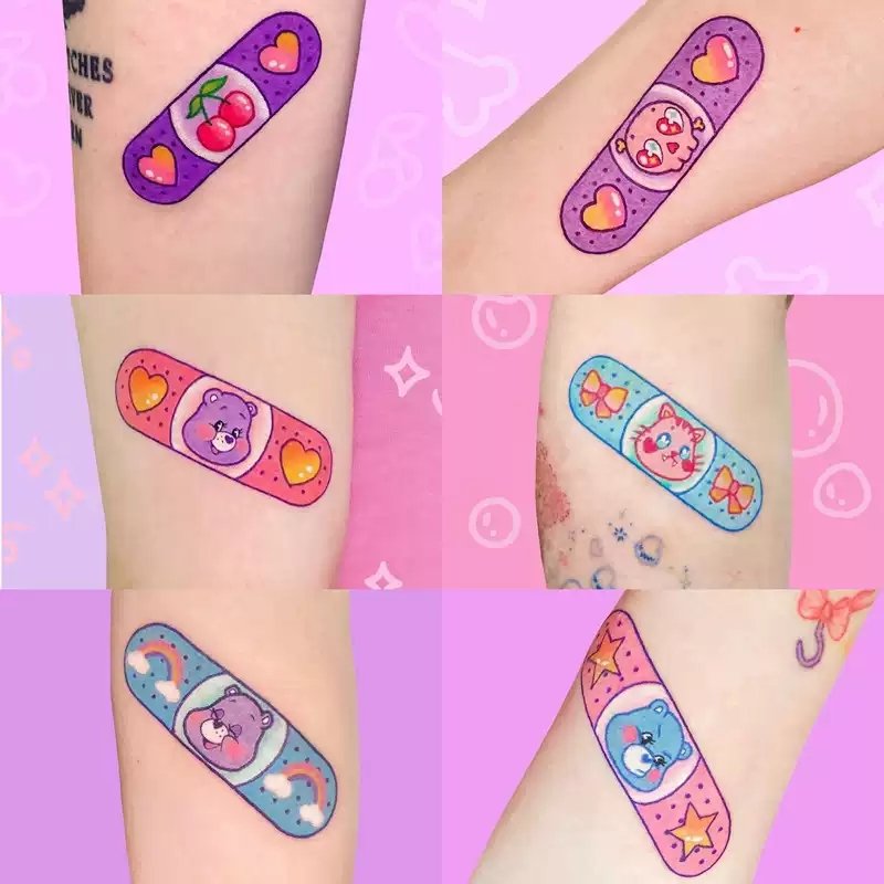 28pcs/ Kawaii Pastel Band-Aid Temporary Tattoo - Kirakira World - grungestyle - kawaii fashion -kawaii store-kawaii aesthetic - kawaiistyle